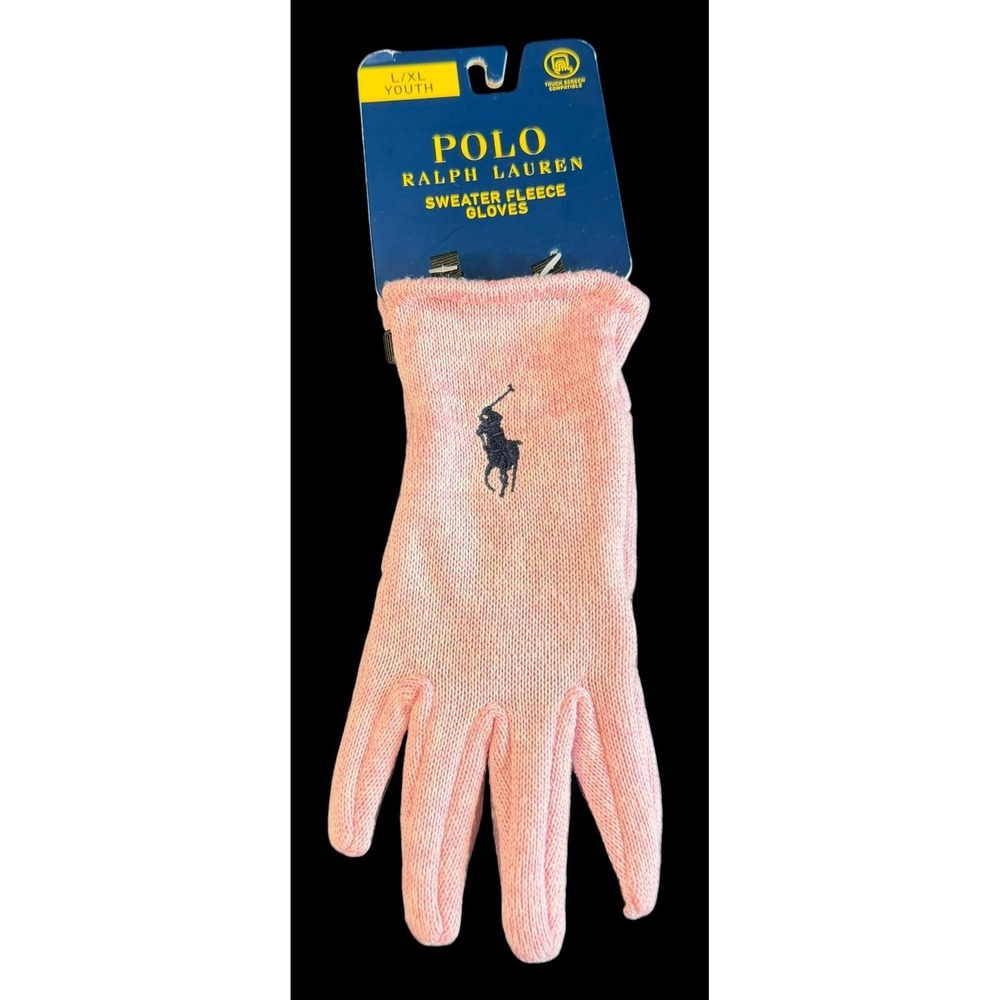 Polo Ralph Lauren Youth Girl L/XL Pink Sweater Fleece Touch Screen Winter Gloves